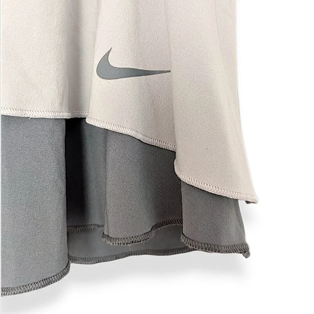 Nike women's dri fit grey two tone layered flouncy woven high rise skort size S